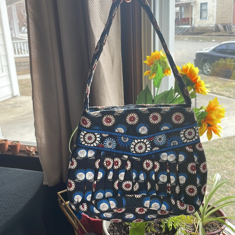 Vera Bradley Vintage Purse Blue Black Owls 13” Great condition